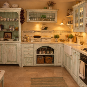 Dvobarvna masivna kuhinja Shabby Chic: Brezčasen ekološki luksuz s pridihom nostalgije